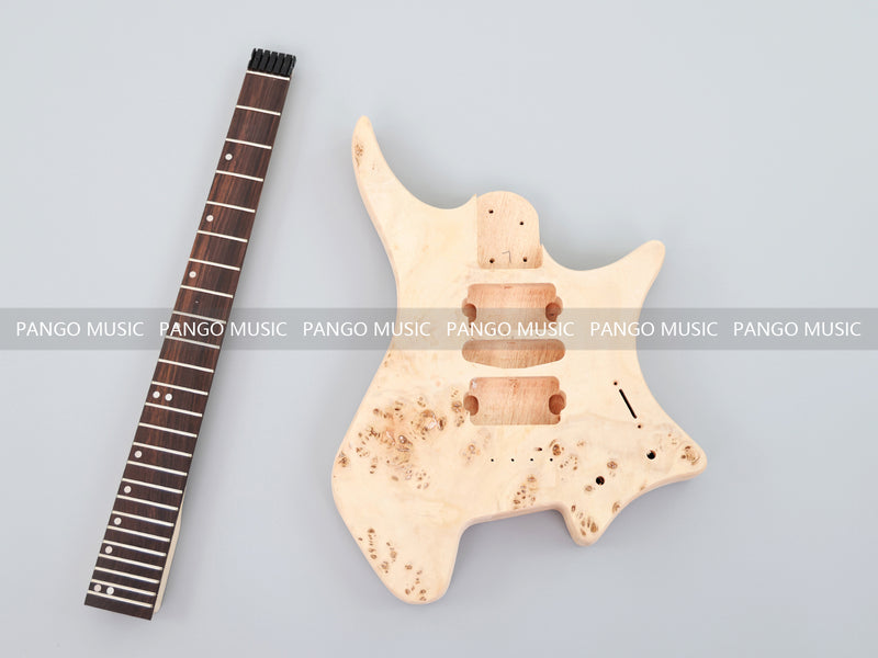 Headless DIY Electric Guitar Kit with Burl Maple Top (ZQN-004S-X)