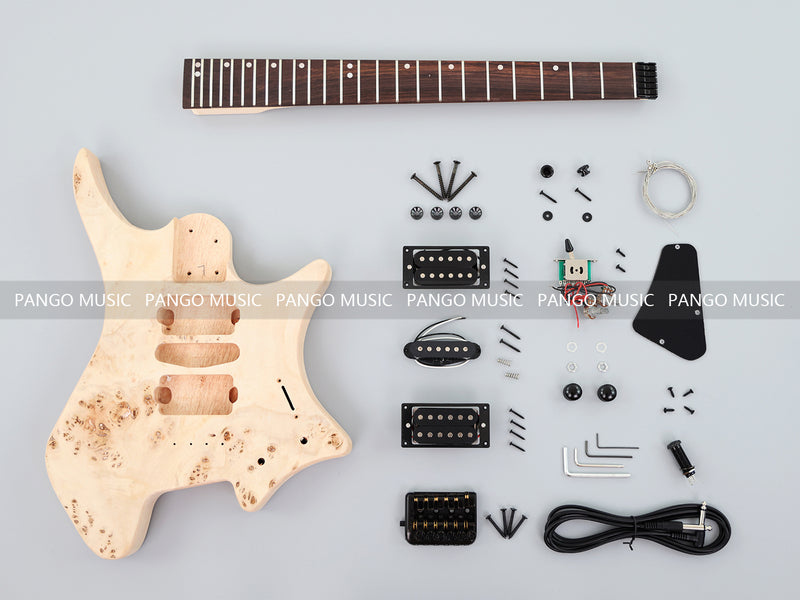Headless DIY Electric Guitar Kit with Burl Maple Top (ZQN-004S-X)