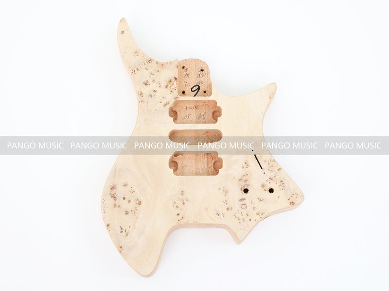 Headless DIY Electric Guitar Kit with Burl Maple Top (ZQN-015S)