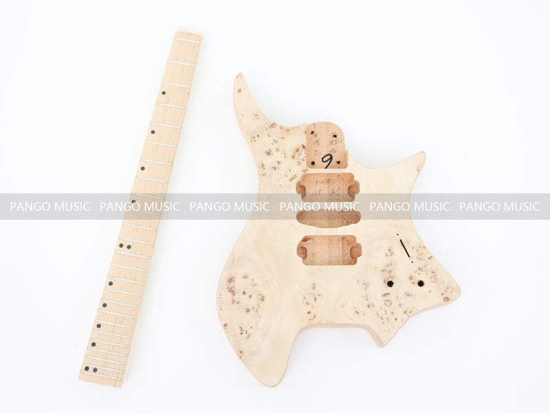 Headless DIY Electric Guitar Kit with Burl Maple Top (ZQN-015S)