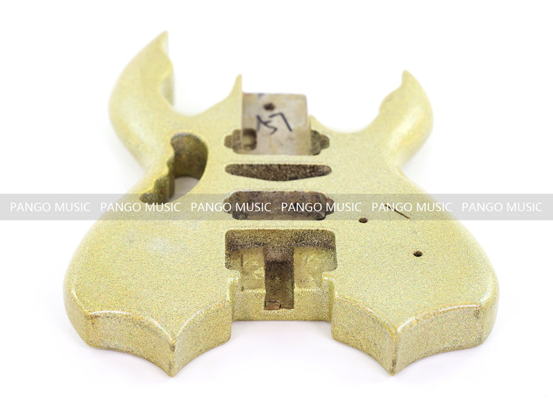 Headless Electric Guitar Body with Sparkling Gold Metal Flake Gloss Finish (HGB-130, Limited Edition)