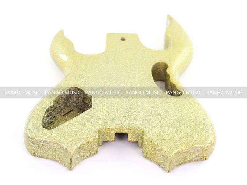 Headless Electric Guitar Body with Sparkling Gold Metal Flake Gloss Finish (HGB-130, Limited Edition)