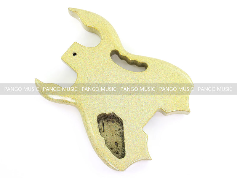 Headless Electric Guitar Body with Sparkling Gold Metal Flake Gloss Finish (HGB-130, Limited Edition)