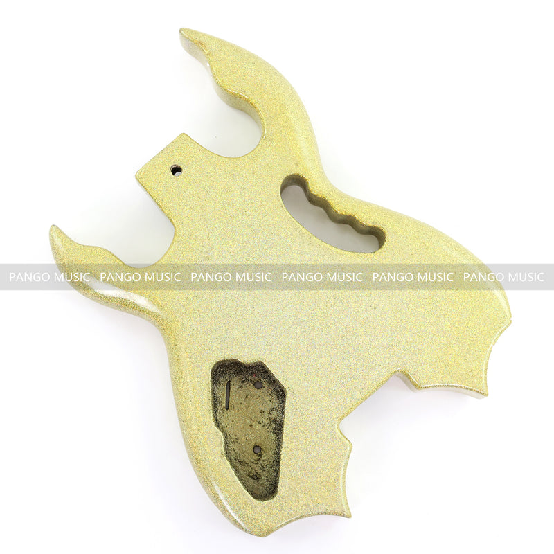 Headless Electric Guitar Body with Sparkling Gold Metal Flake Gloss Finish (HGB-130, Limited Edition)