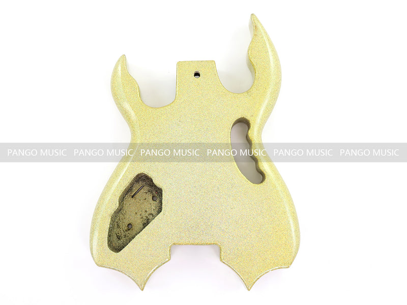 Headless Electric Guitar Body with Sparkling Gold Metal Flake Gloss Finish (HGB-130, Limited Edition)