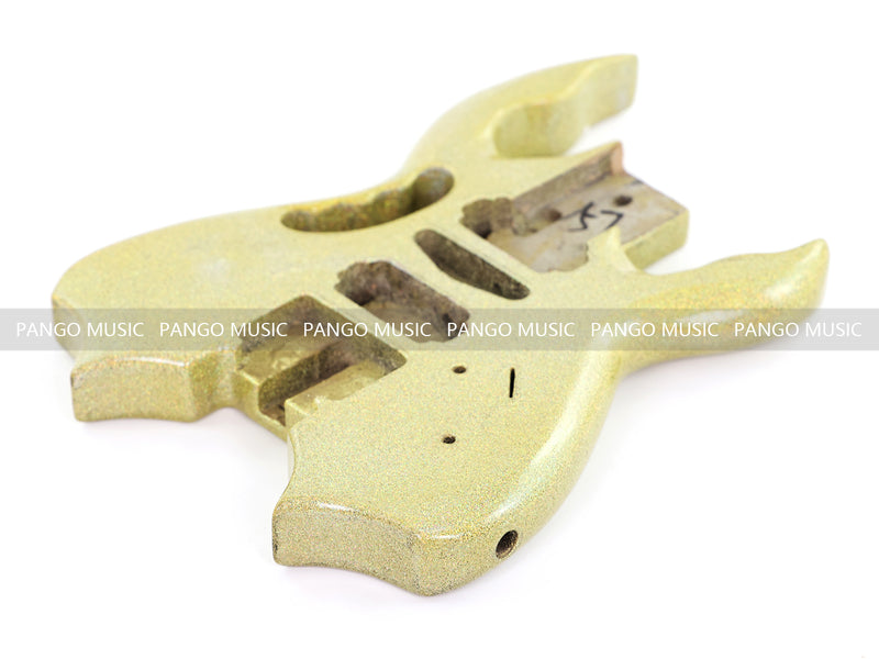 Headless Electric Guitar Body with Sparkling Gold Metal Flake Gloss Finish (HGB-130, Limited Edition)