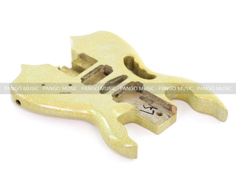 Headless Electric Guitar Body with Sparkling Gold Metal Flake Gloss Finish (HGB-130, Limited Edition)