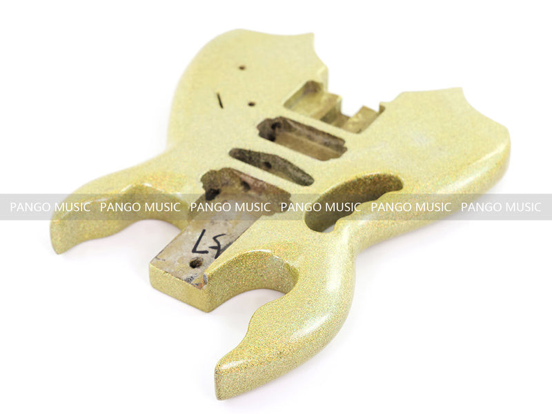 Headless Electric Guitar Body with Sparkling Gold Metal Flake Gloss Finish (HGB-130, Limited Edition)