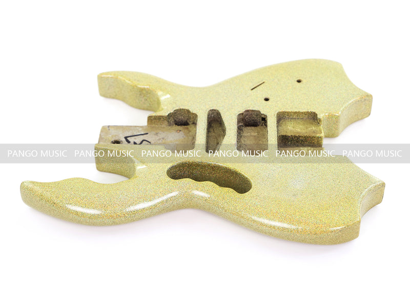 Headless Electric Guitar Body with Sparkling Gold Metal Flake Gloss Finish (HGB-130, Limited Edition)