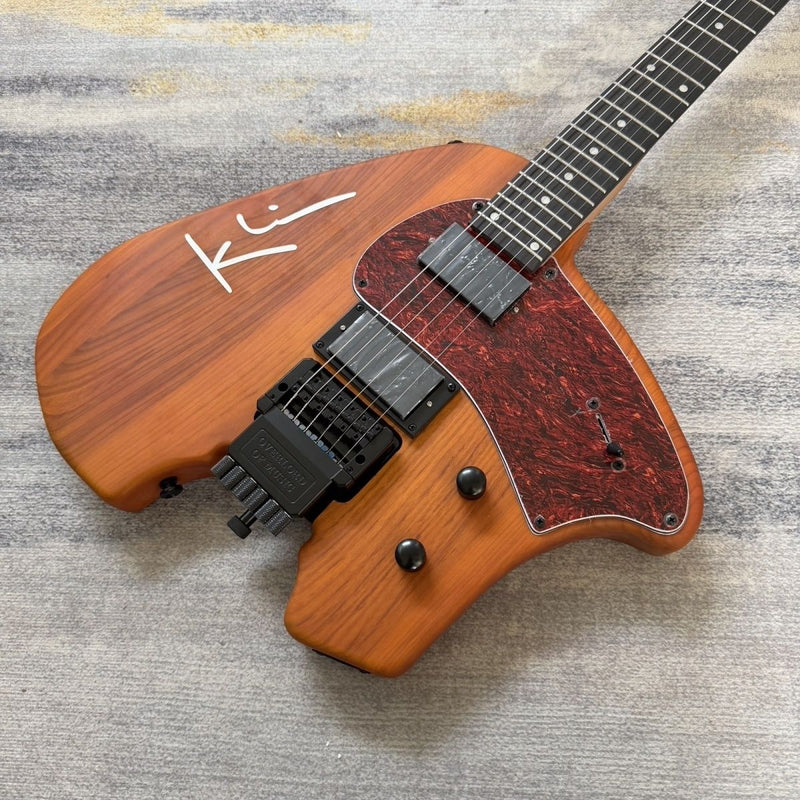 Headless Kiesel Style Electric Guitar | Matte Brown | Double Locking Tremolo (LRG-059)
