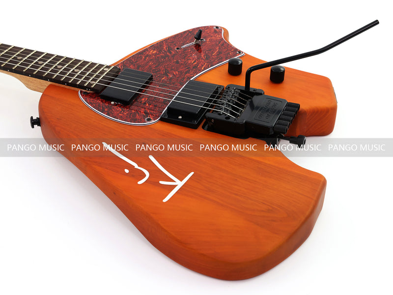 Headless Kiesel Style Matte Brown Electric Guitar with Double Locking Tremolo (LRG-059X)