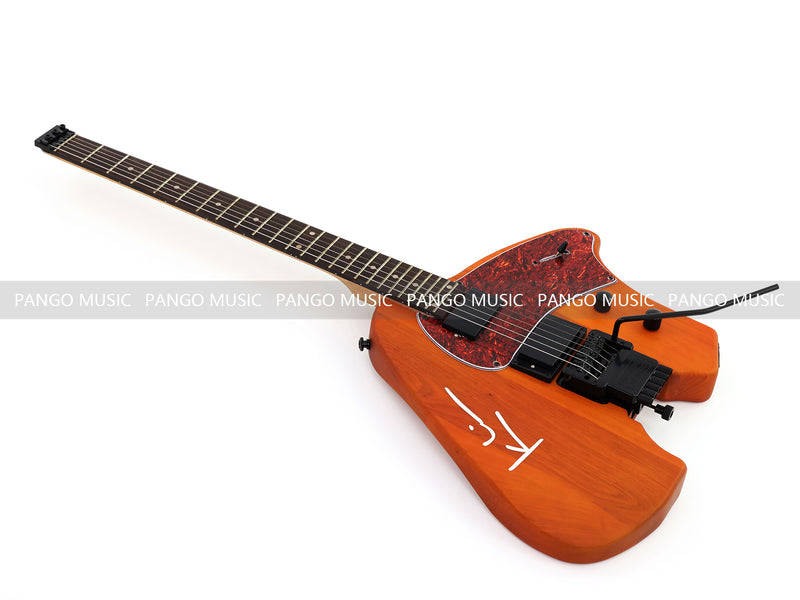 Headless Kiesel Style Matte Brown Electric Guitar with Double Locking Tremolo (LRG-059X)