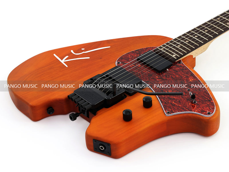 Headless Kiesel Style Matte Brown Electric Guitar with Double Locking Tremolo (LRG-059X)