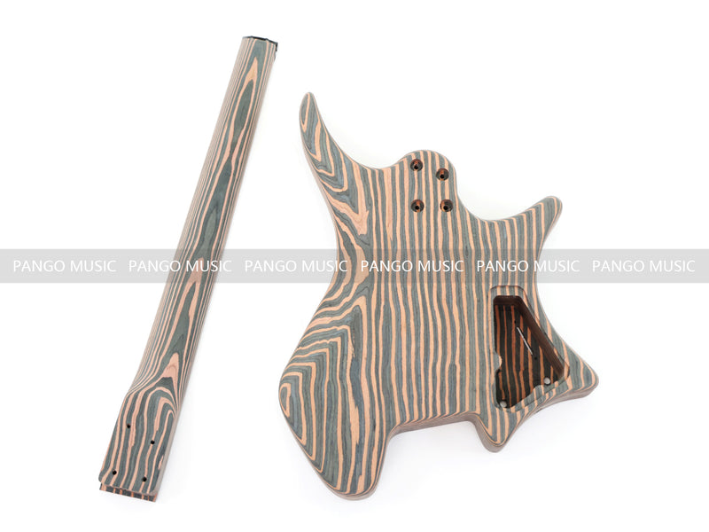 Headless Left-Handed All Zebrawood DIY Electric Guitar Kit (ZQN-017S)