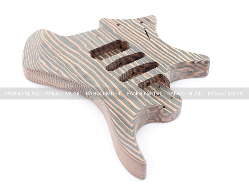 Headless Left-Handed All Zebrawood DIY Electric Guitar Kit (ZQN-017S)