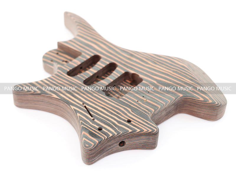 Headless Left-Handed All Zebrawood DIY Electric Guitar Kit (ZQN-017S)