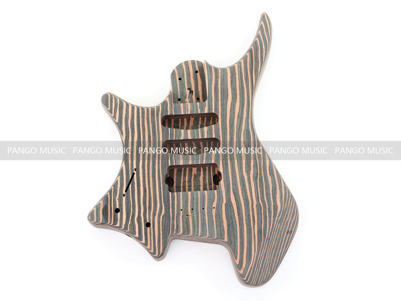 Headless Left-Handed All Zebrawood DIY Electric Guitar Kit (ZQN-017S)