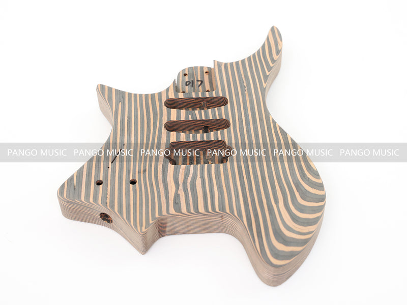 Headless Left-Handed All Zebrawood DIY Electric Guitar Kit (ZQN-017X)