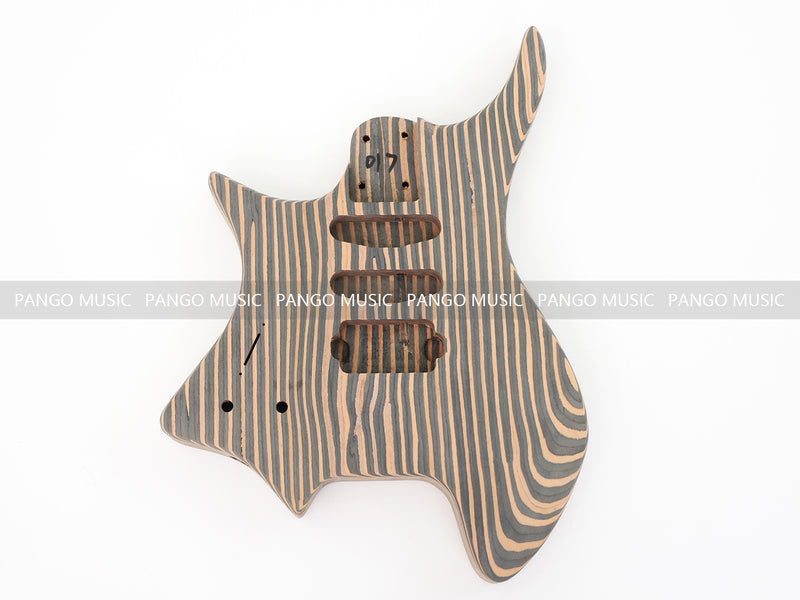 Headless Left-Handed All Zebrawood DIY Electric Guitar Kit (ZQN-017X)