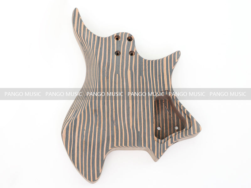 Headless Left-Handed All Zebrawood DIY Electric Guitar Kit (ZQN-017X)