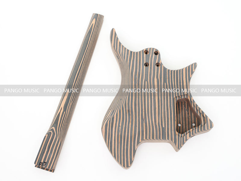 Headless Left-Handed All Zebrawood DIY Electric Guitar Kit (ZQN-017X)