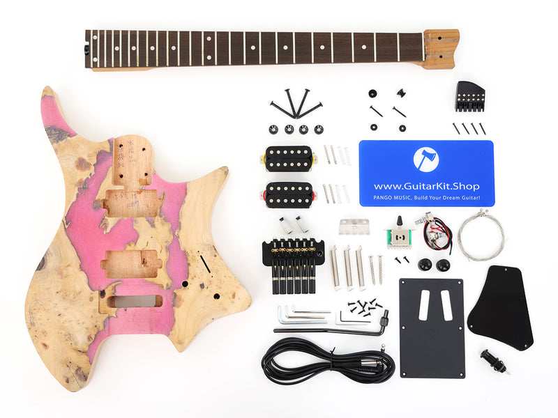 Headless Style Mahogany & Epoxy Resin Body DIY Electric Guitar Kit (10819, Limited Edition)
