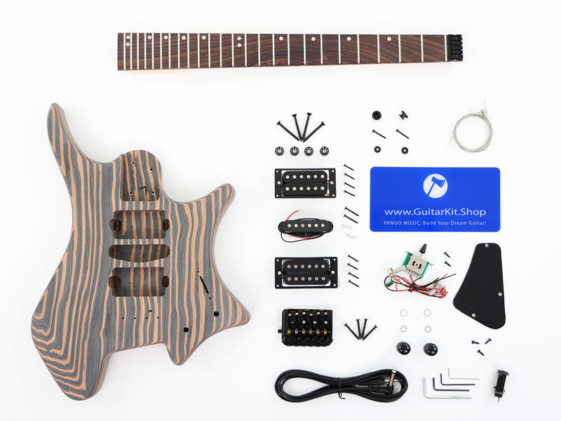 Headless Style Zebrawood Body DIY Electric Guitar Kit (ZQN-001S-X)