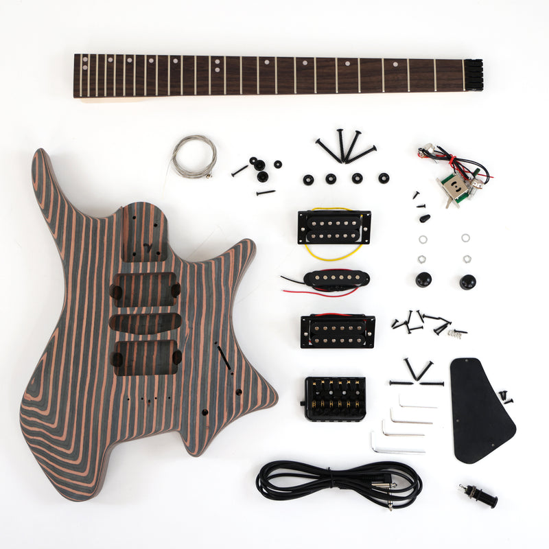 Headless Style Zebrawood Body DIY Electric Guitar Kit (ZQN-001S)