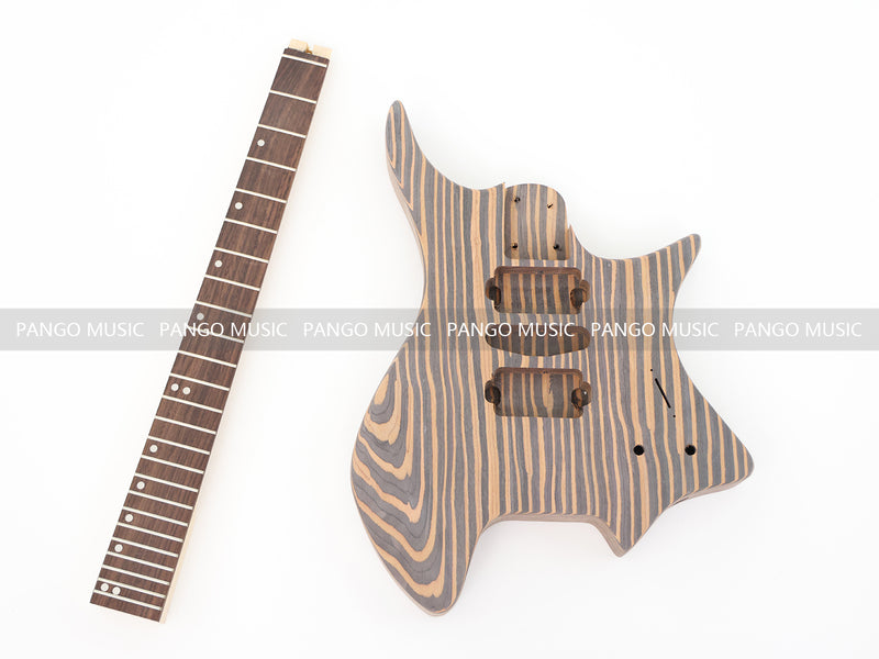 Headless / Zebrawood Body DIY Electric Guitar Kit (ZQN-001X)