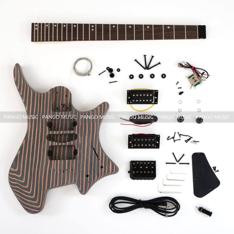 Headless Style Zebrawood Body DIY Electric Guitar Kit (ZQN-001S)