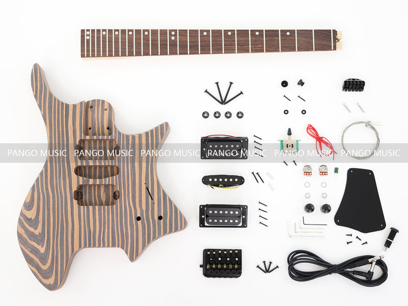 Headless / Zebrawood Body DIY Electric Guitar Kit (ZQN-001X)