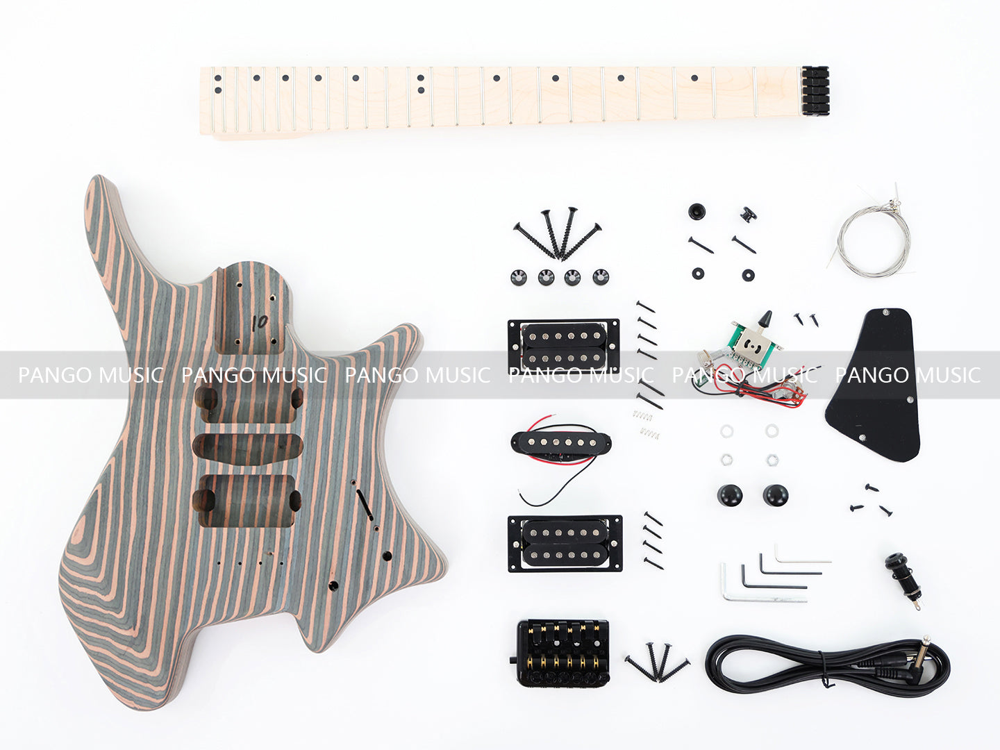 Headless Zebrawood Body DIY Electric Guitar Kit (ZQN-002S-X