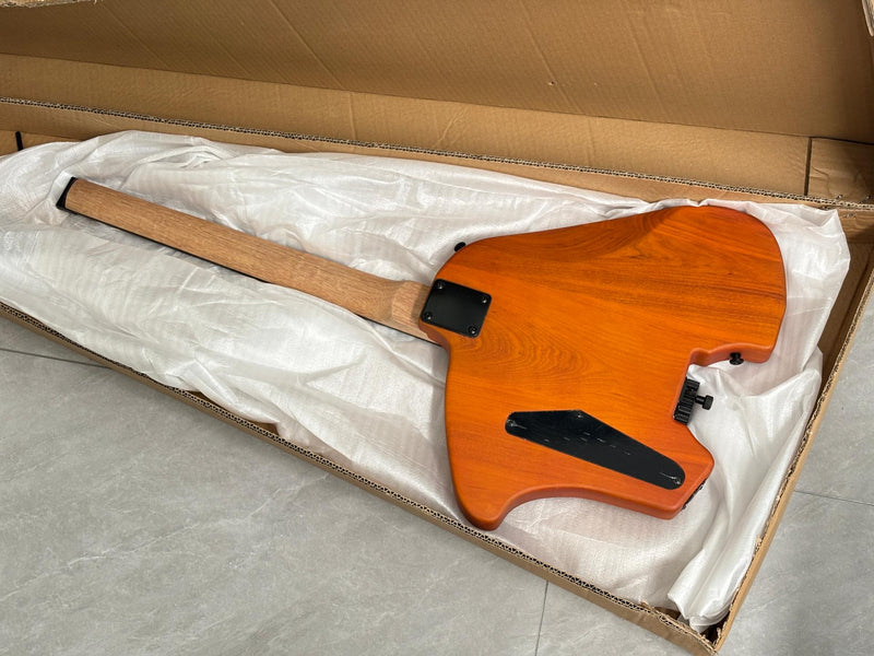 Headless Kiesel Style Matte Brown Electric Guitar with Double Locking Tremolo (LRG-059X)