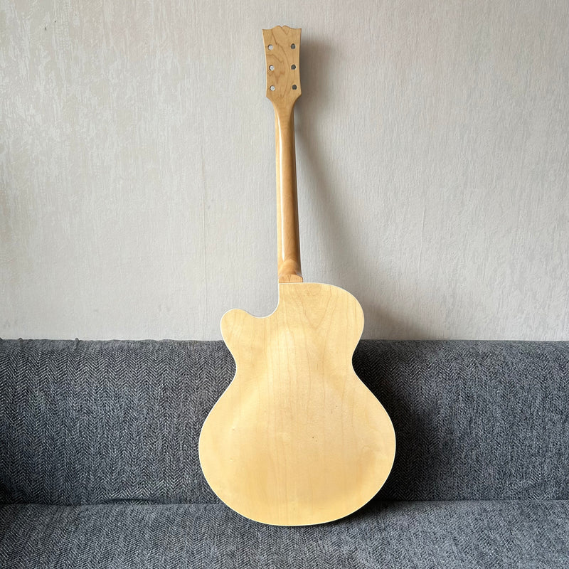 PANGO Music Hollow Body Electric Guitar with Burl Maple Top (ZQN0180, No Hardware)