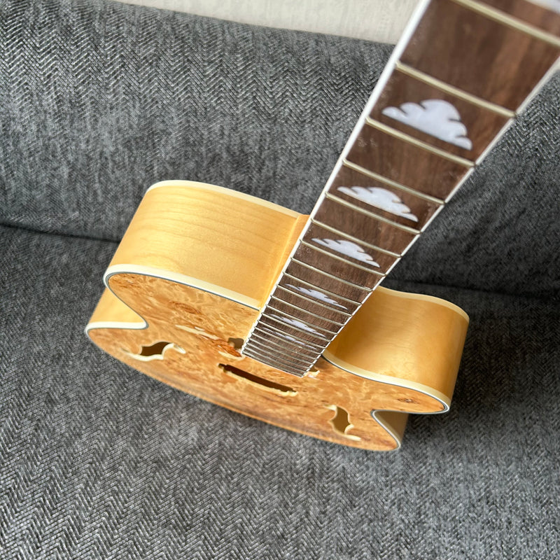 PANGO Music Hollow Body Electric Guitar with Burl Maple Top (ZQN0180, No Hardware)