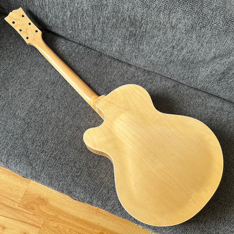 PANGO Music Hollow Body Electric Guitar with Burl Maple Top (ZQN0180, No Hardware)