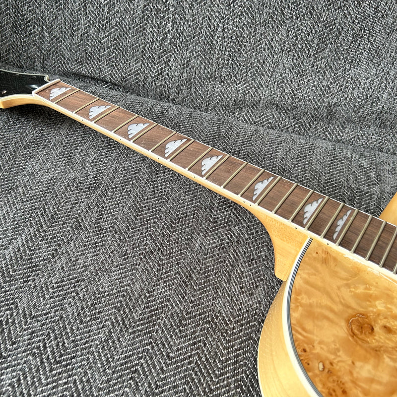 PANGO Music Hollow Body Electric Guitar with Burl Maple Top (ZQN0180, No Hardware)