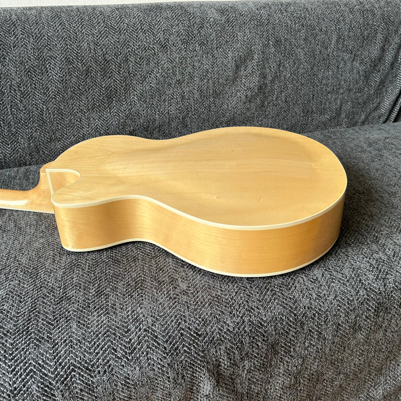 PANGO Music Hollow Body Electric Guitar with Burl Maple Top (ZQN0180, No Hardware)