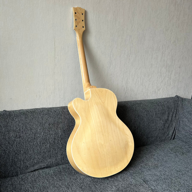PANGO Music Hollow Body Electric Guitar with Burl Maple Top (ZQN0180, No Hardware)