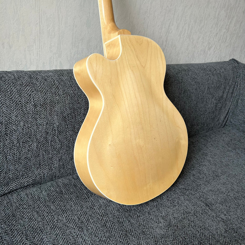 PANGO Music Hollow Body Electric Guitar with Burl Maple Top (ZQN0180, No Hardware)