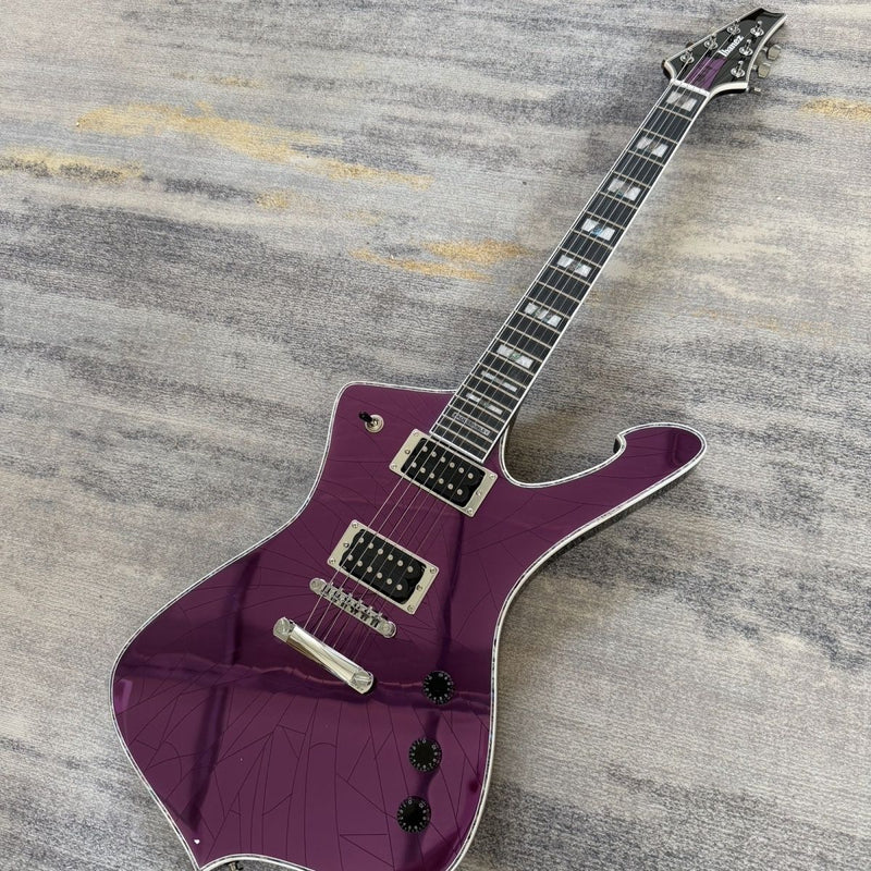 Ibanez Iceman Style Purple Cracked Mirror Electric Guitar (LRG-028)