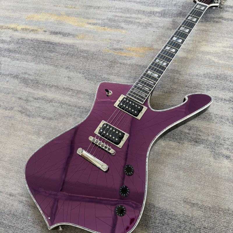 Ibanez Iceman Style Purple Cracked Mirror Electric Guitar (LRG-028)