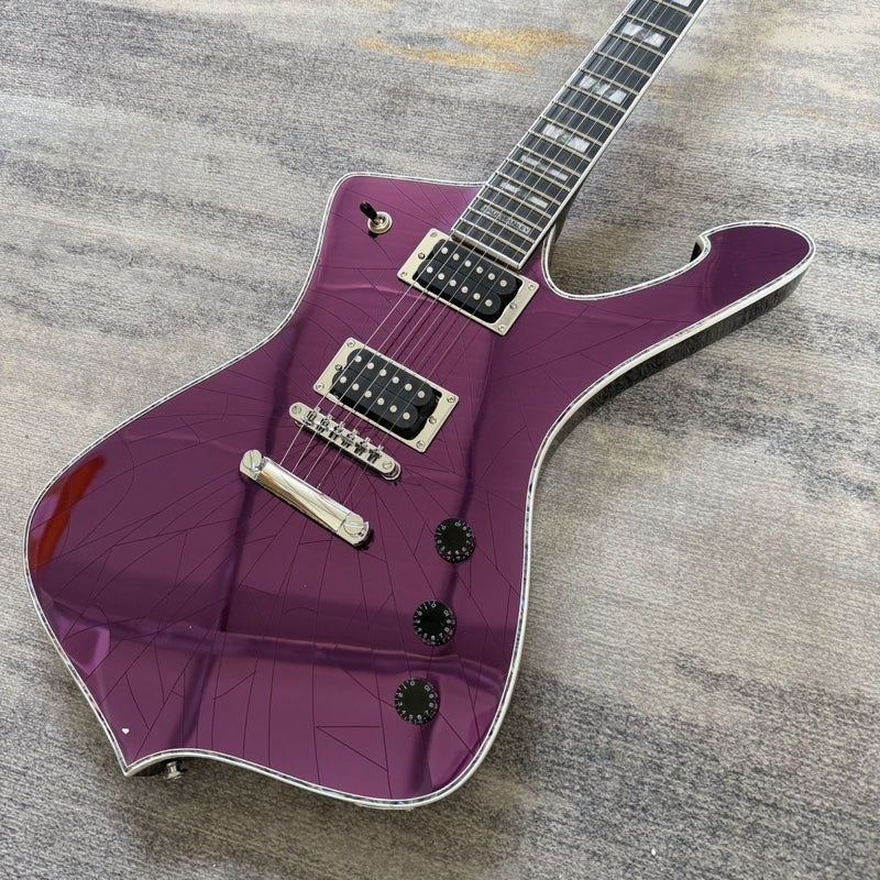 Ibanez Iceman Style Purple Cracked Mirror Electric Guitar (LRG-028)