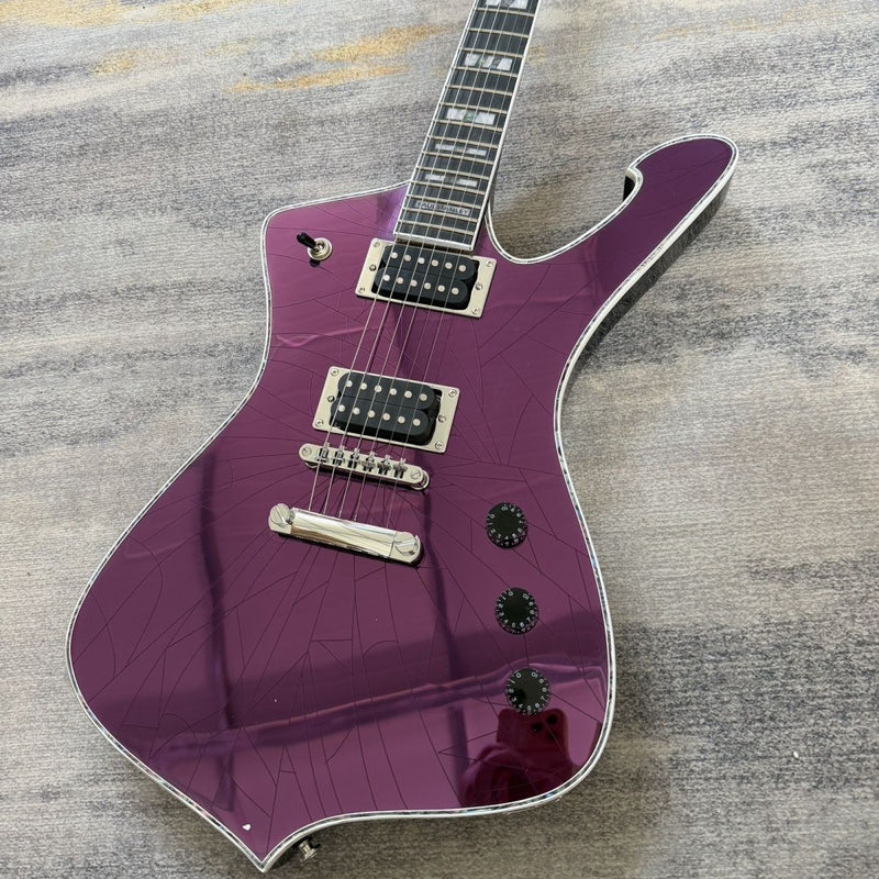 Ibanez Iceman Style Purple Cracked Mirror Electric Guitar (LRG-028)