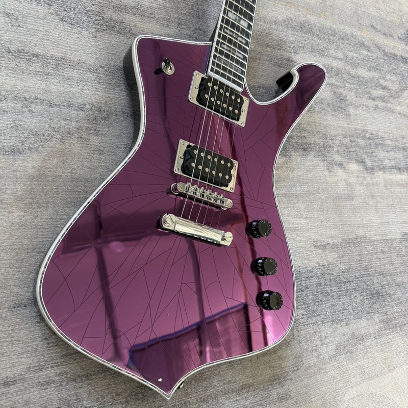 Ibanez Iceman Style Purple Cracked Mirror Electric Guitar (LRG-028)