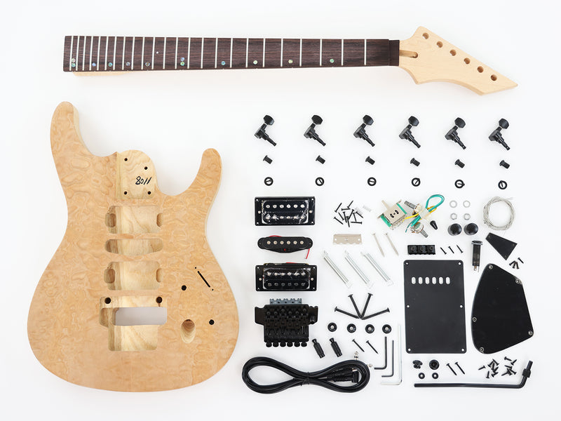 JS Style Ash Body DIY Electric Guitar Kit with Quilted Maple Top (LRF-031, Limited Edition)