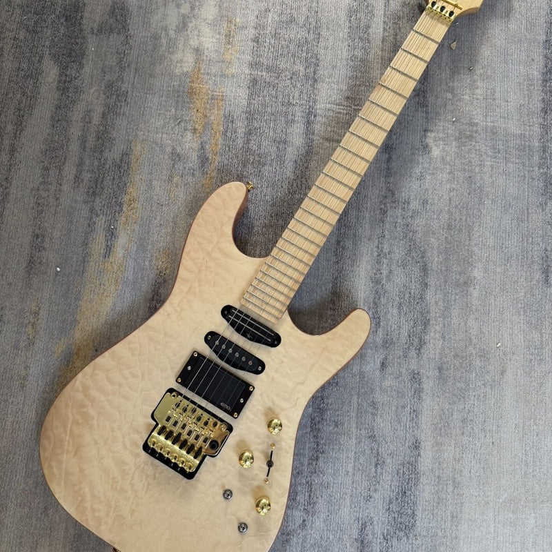 Jackson Style Electric Guitar with Gloss Natural Finish & Floyd Rose Style Tremolo(LRG-116)