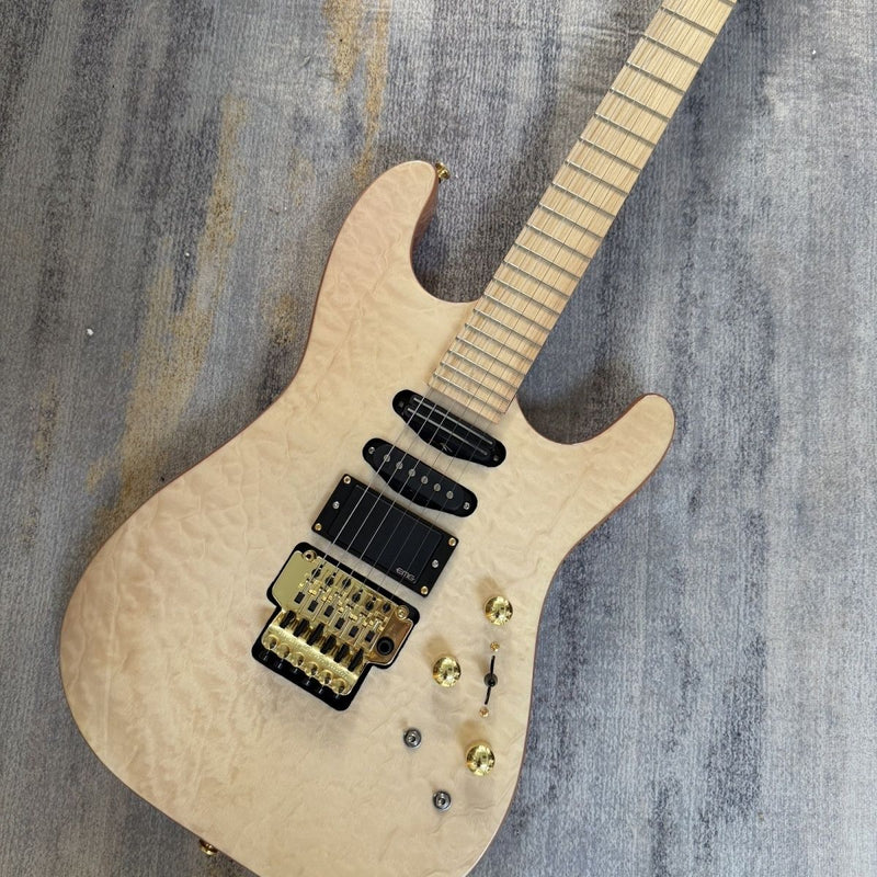 Jackson Style Electric Guitar with Gloss Natural Finish & Floyd Rose Style Tremolo(LRG-116)