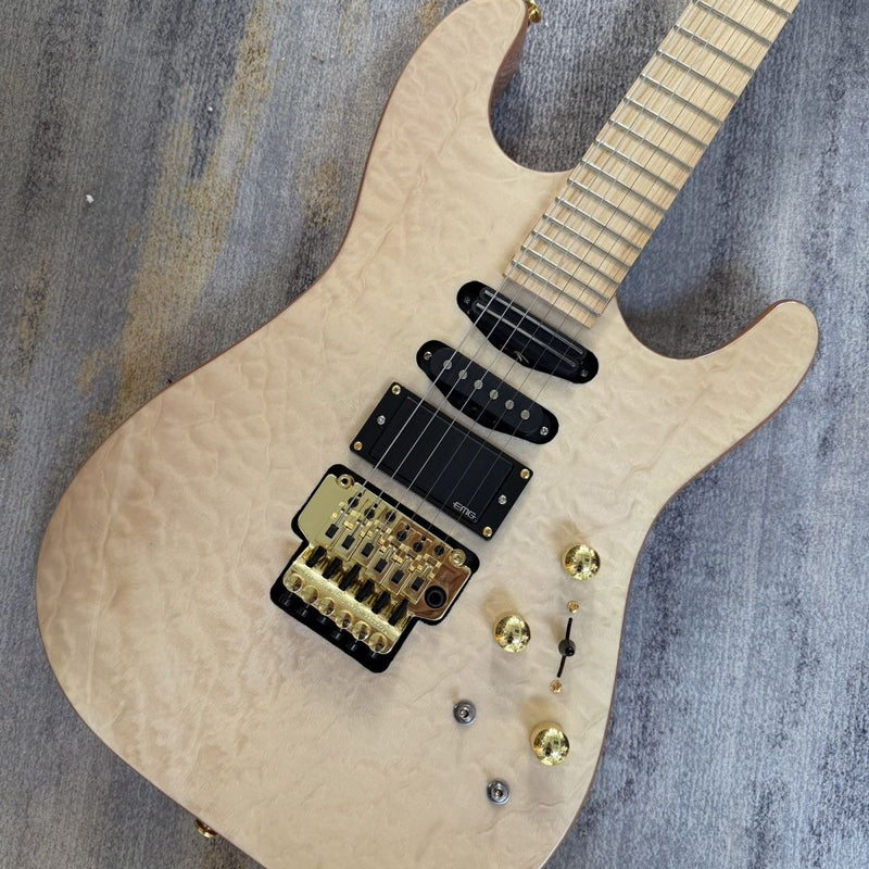 Jackson Style Electric Guitar with Gloss Natural Finish & Floyd Rose Style Tremolo(LRG-116)