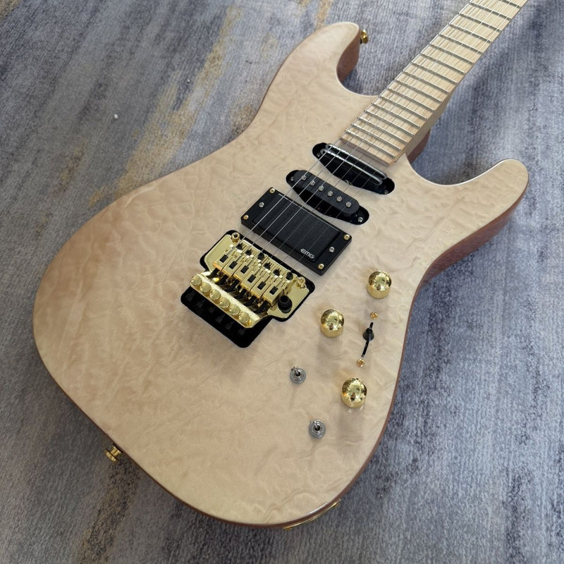 Jackson Style Electric Guitar with Gloss Natural Finish & Floyd Rose Style Tremolo(LRG-116)